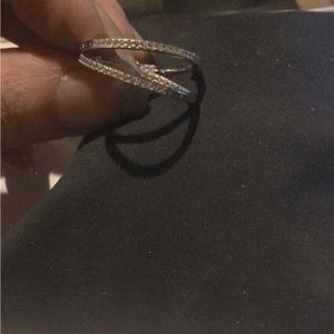 Unique Pair of Double Layer Sterling Silver Hoops